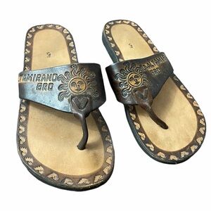 Hand Tooled Leather Thong Sandals from Mexico
